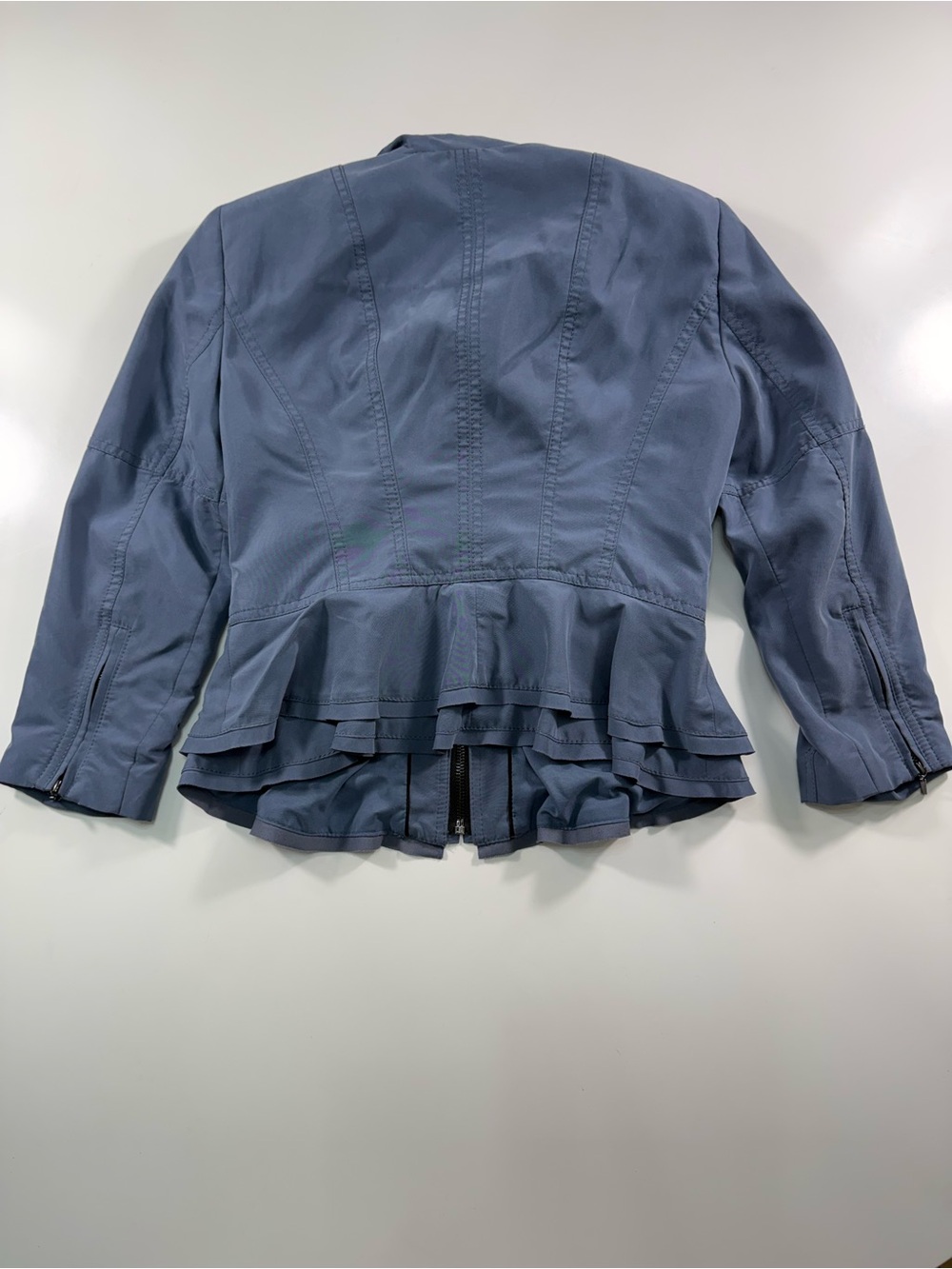 White House Black Market Blue Peplum Zip Jacket - Picture 7 of 7